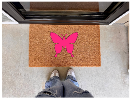 Pink Butterfly Doormat