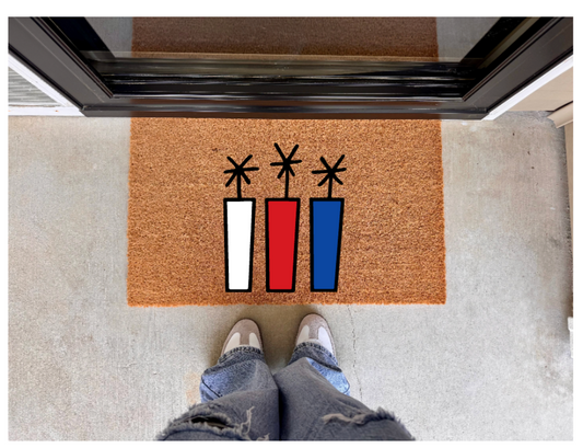 Red, White & Blue Fireworks Doormat