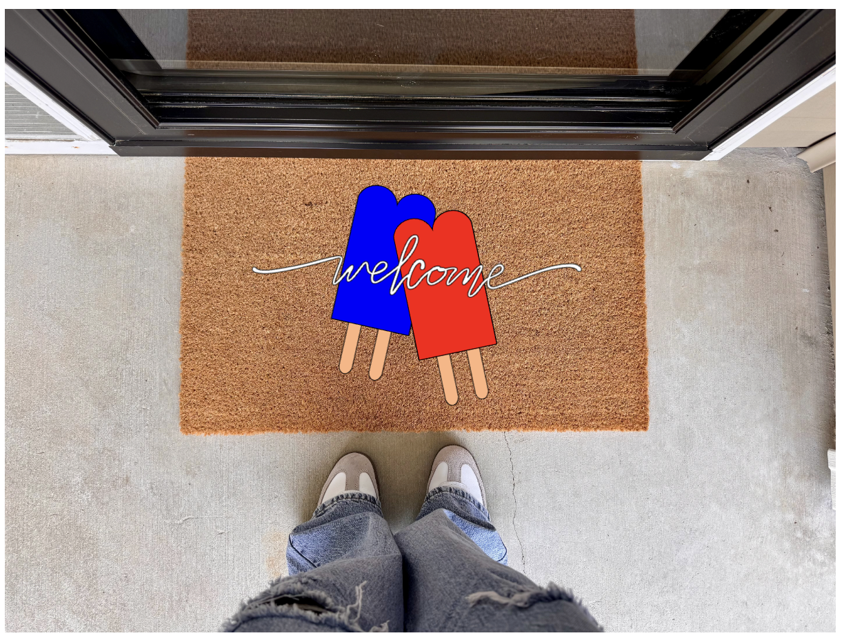 Red & Blue Welcome Popsicles Doormat